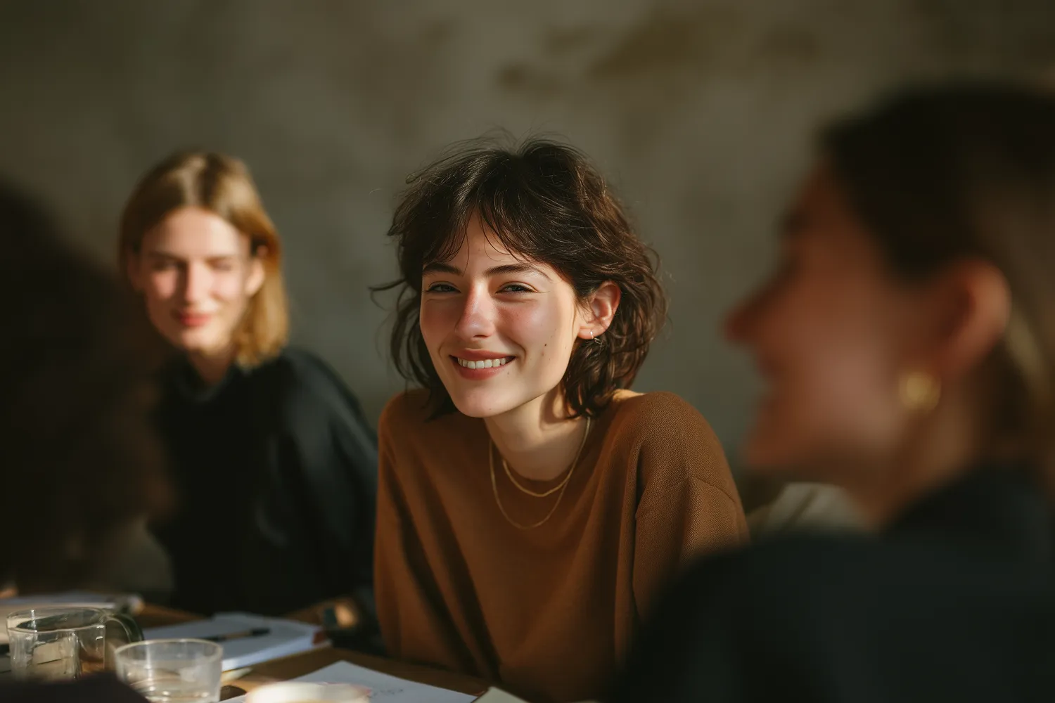 Two women in conversation over coffee